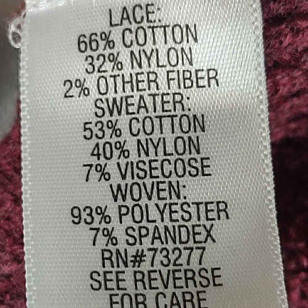 VERA WANG (SIMPLY VERA), BURGUNDY LACE SWEATER, SIZE S - Picture 11 of 12